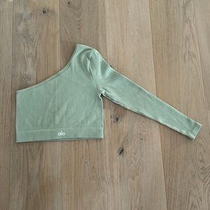 Alo Yoga Ribbed Wave Crop Long Sleeve Sz S Light Green